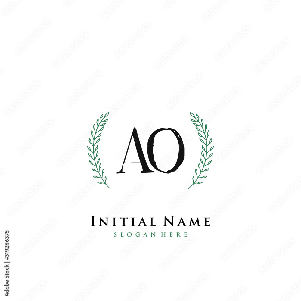 AO Initial handwriting logo vector	