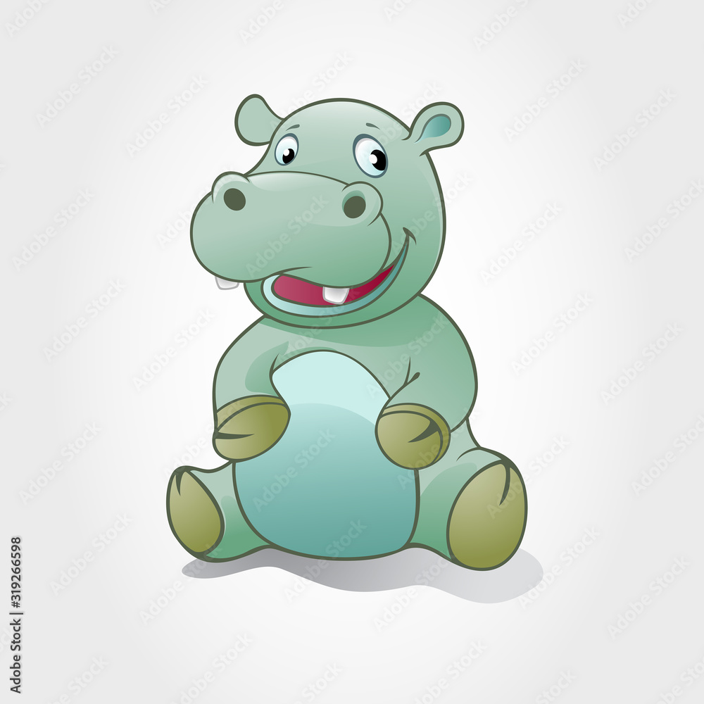 This is a hippo baby cartoon character. Vector illustration of hippo baby animal. This is a hippo baby cartoon character. Vector illustration of hippo baby animal.