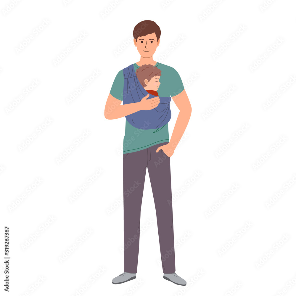 Father hold little sleeping child Father hold little sleeping child