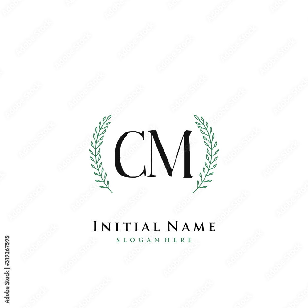 CM Initial handwriting logo vector CM Initial handwriting logo vector