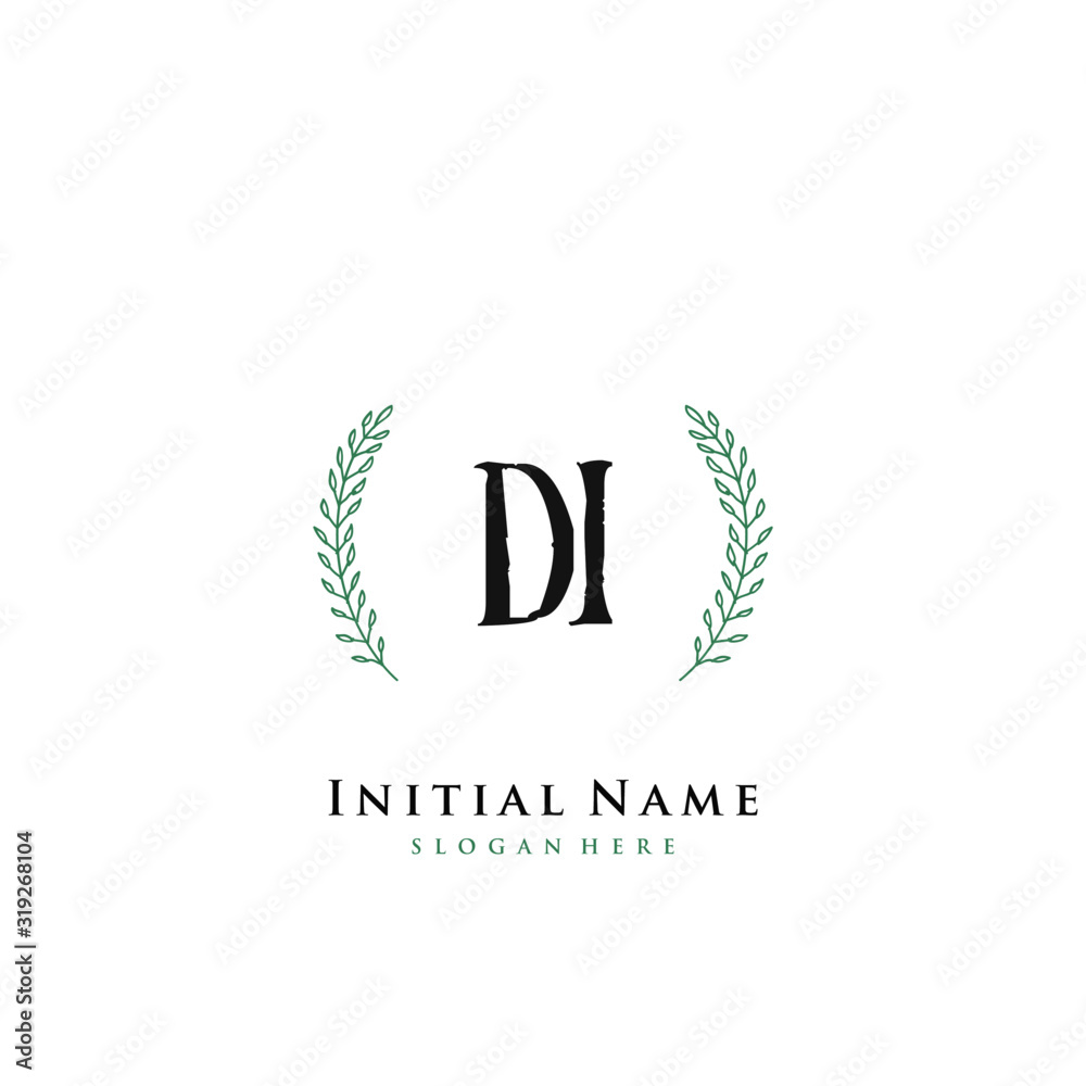 DI Initial handwriting logo vector	