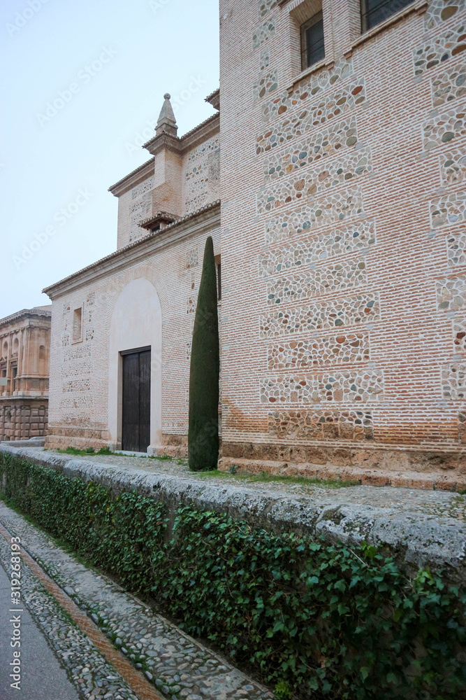Fototapeta premium Winter morning view of Church of Santa Maria de la Alhambra, Granada, Andalucia, Spain