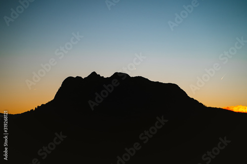 Silhouette of an iconic mountain of the Basque Country during twilight
