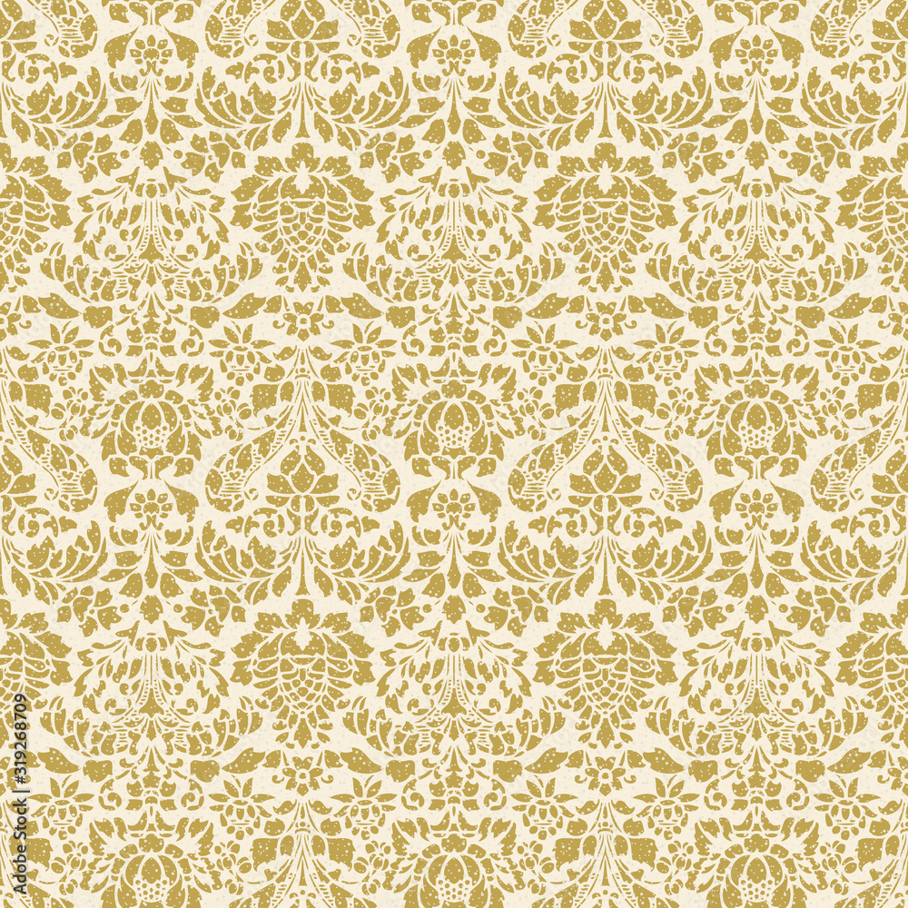 seamless gold ornate damask pattern