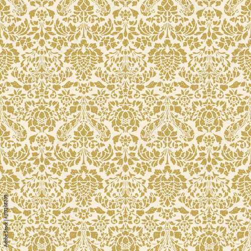 seamless gold ornate damask pattern