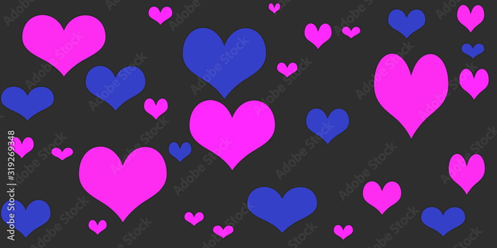 seamless pattern with hearts on black background