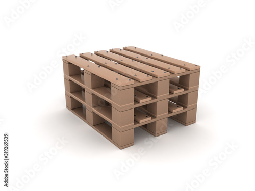 3D Rendering of three pallets stacked on top of each other
