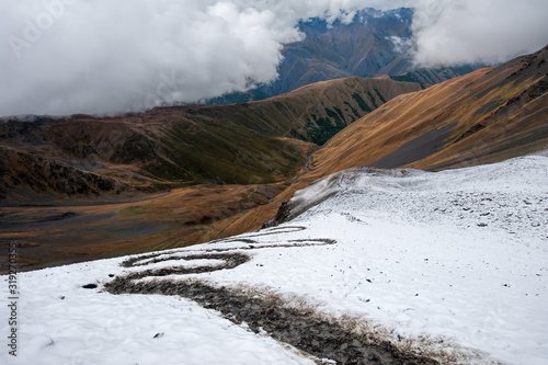 View of the path to the Atsunta Pass, Georgia photo