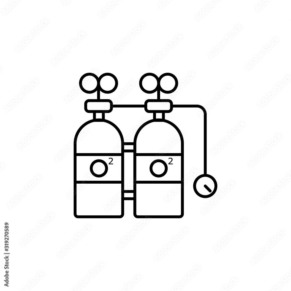 oxygen tank, diving, sea, beach line icon on white background oxygen tank, diving, sea, beach line icon on white background