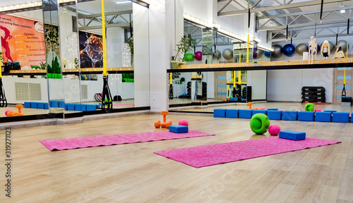 Sports equipment in the gym