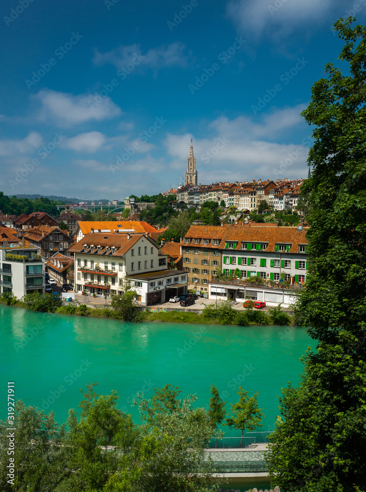 View of Bern old city center with river Aare, Switzerland