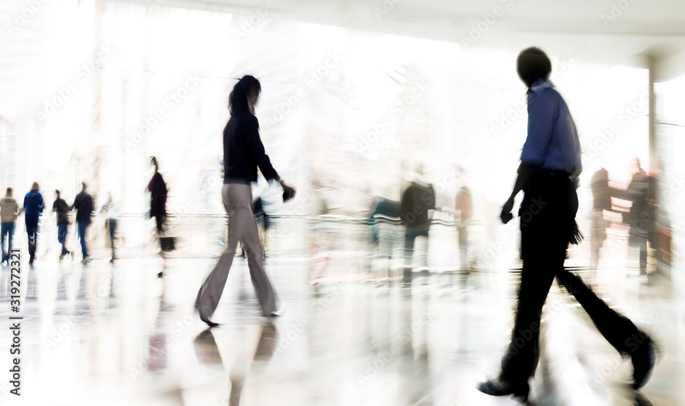 group of people in the lobby business center