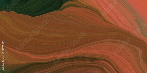 card, poster or canvas design with modern soft swirl waves background illustration with brown, very dark green and moderate red color