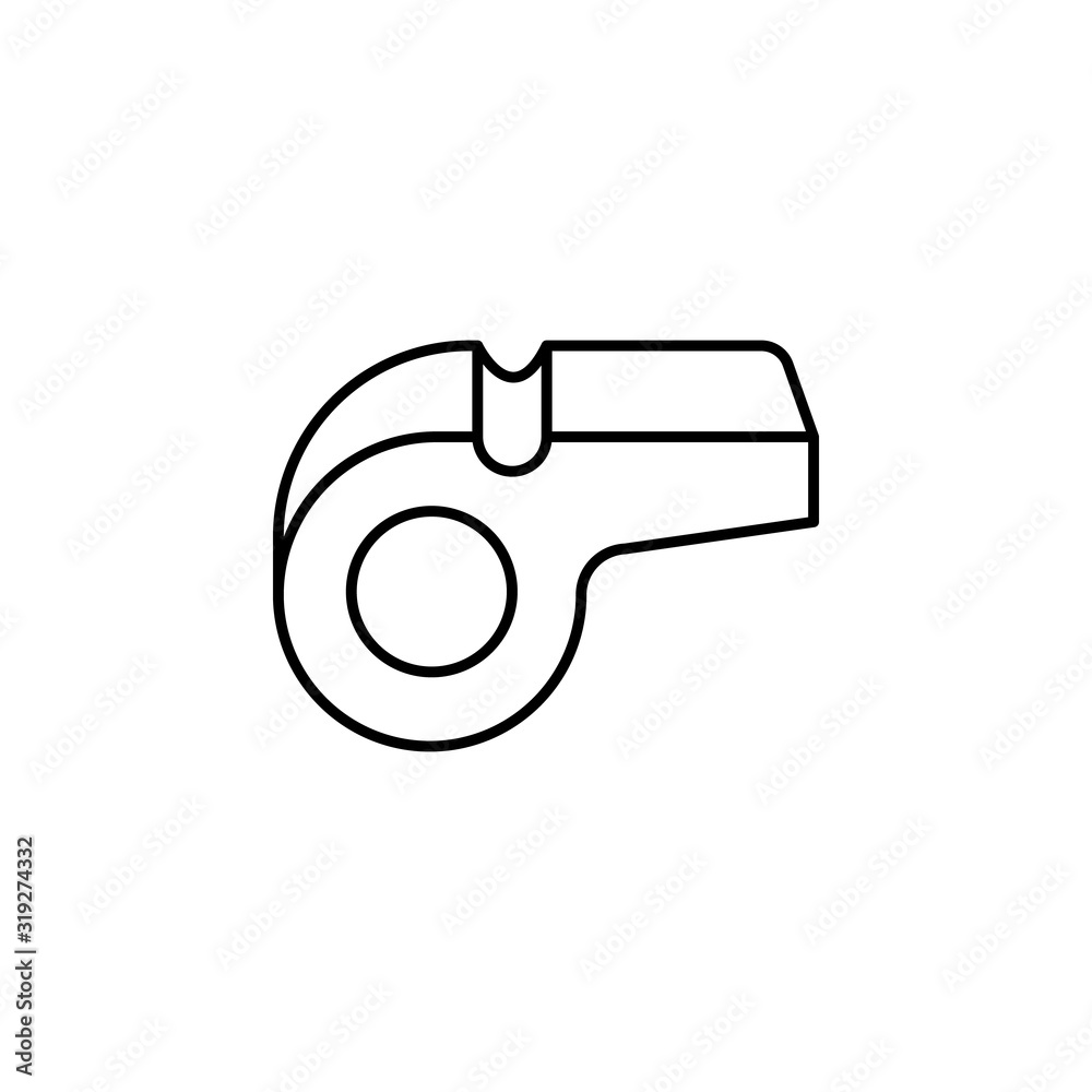 whistle, referee, police, tool line icon on white background whistle, referee, police, tool line icon on white background