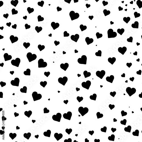 seamless pattern from black hearts on a white background. Valentine's day