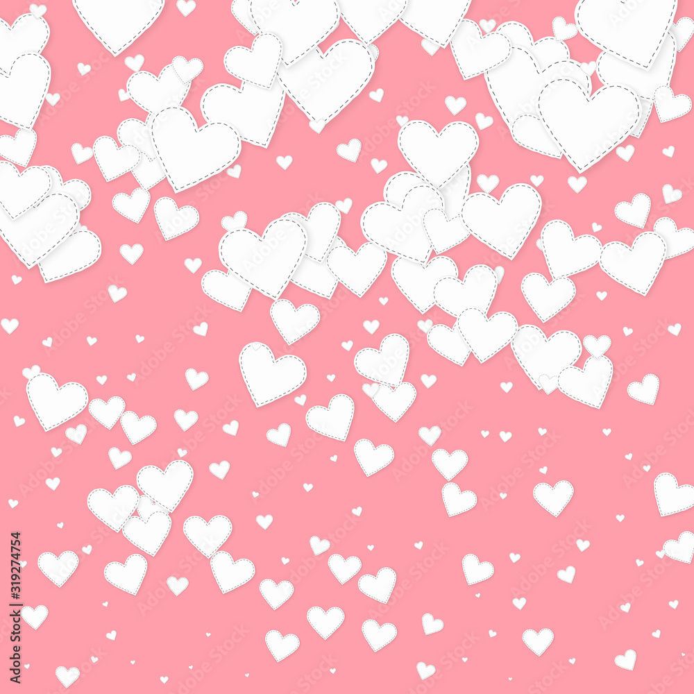 White heart love confettis. Valentine's day gradie White heart love confettis. Valentine's day gradie