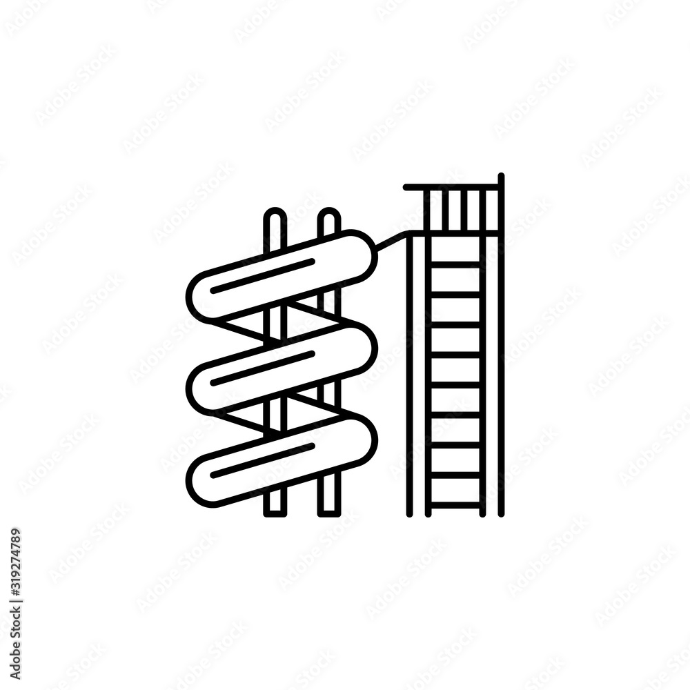 water slide, swimming pool, swimming, slide line icon on white background water slide, swimming pool, swimming, slide line icon on white background