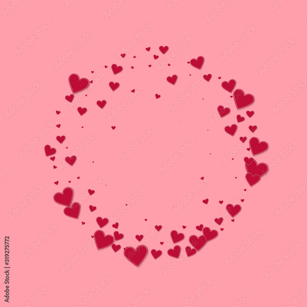 Red heart love confettis. Valentine's day frame el