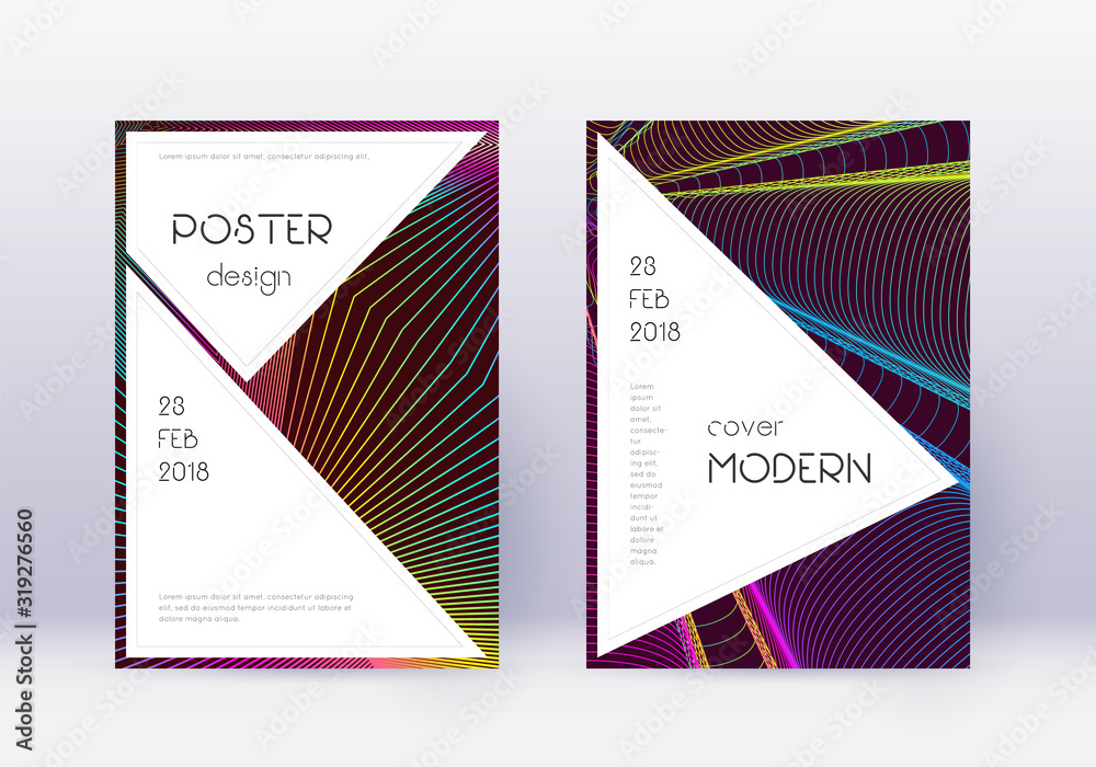 Fototapeta premium Stylish cover design template set. Rainbow abstrac