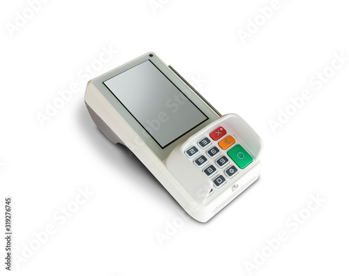 Credit card terminal isolated on white background