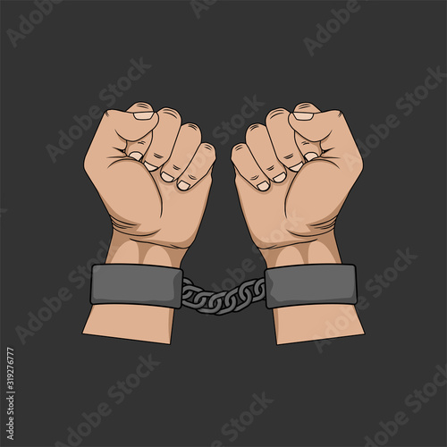 Men's hands in handcuffs