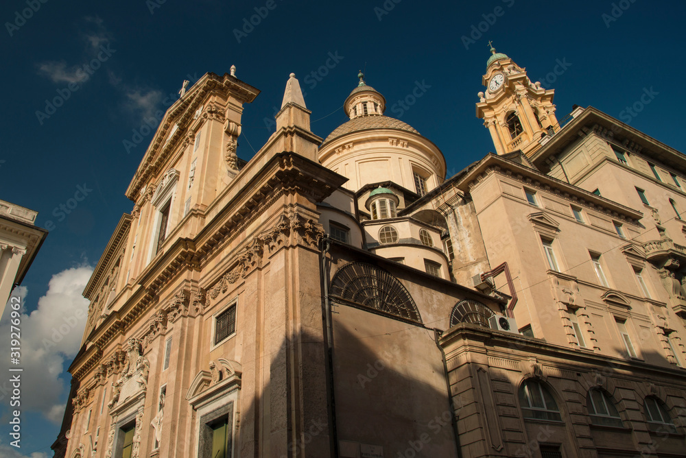 Church of the Jesus and of the Saints Ambrogio and Andrea in central area of Genoa, Italy