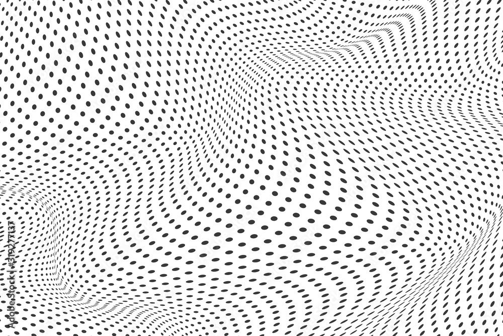Halftone dots illustration. Half tone mosaic pixels wavy background. Halftone dots illustration. Half tone mosaic pixels wavy background.