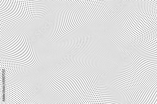 Halftone dots illustration. Half tone mosaic pixels wavy background.