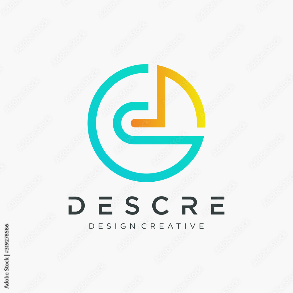 abstract Initial letters d logo design with shape circle concept. logo line with connect concept - vector abstract Initial letters d logo design with shape circle concept. logo line with connect concept - vector