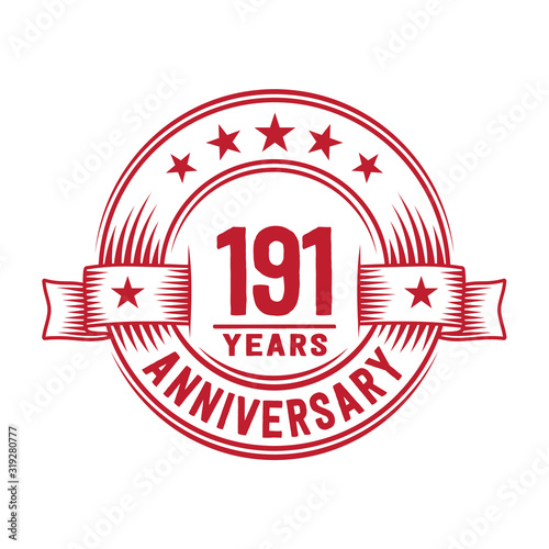 191 years logo design template. 191st anniversary vector and illustration.
