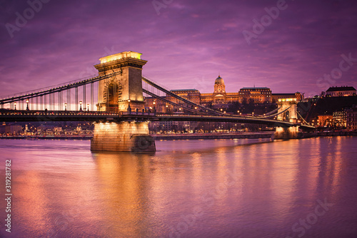 Amazing Chain Bridge in sunset