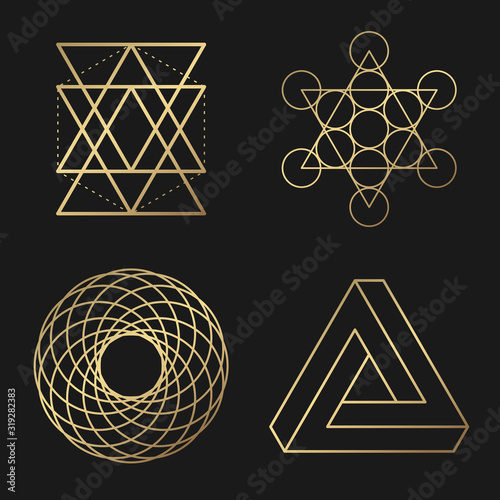 Sacred geometry golden vector design elements collection