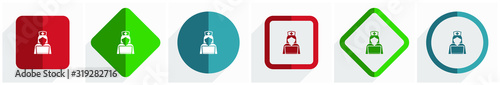Doctor online, emergency, hospital icon set, flat design vector illustration in 6 options for webdesign and mobile applications in eps 10