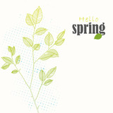 Hello Spring hand drawn vector illustration halftone background