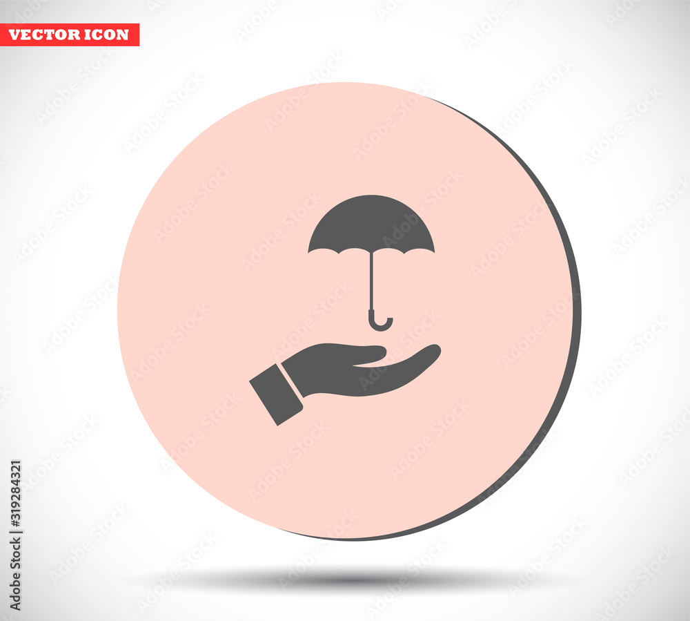umbrella in his hand icon , lorem ipsum Flat design umbrella in his hand icon , lorem ipsum Flat design