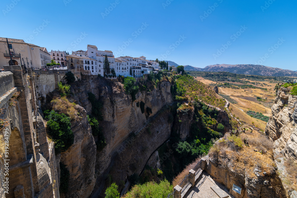 Ronda the old city from the New Bridge, Spain.