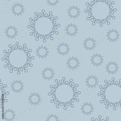 Seamless pattern Wuhan Chinese Coronavirus 2019-nCoV. Pneumonia. Bacteria Biology Organisms. Virus infection epidemic sick. Health background. Medical genetics bacteriological Microorganism. 