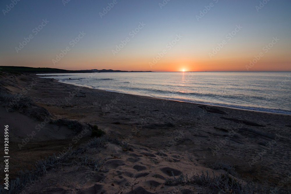 Sunset on the beach of Lu Litarroni in Sardinia