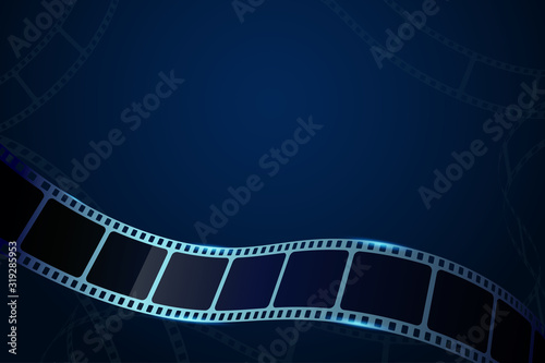 Film strip roll frame cinema background with place for text. Vector cinema festival poster, banner or flyer. Art design reel cinema filmstrip template. Movie time and entertainment concept