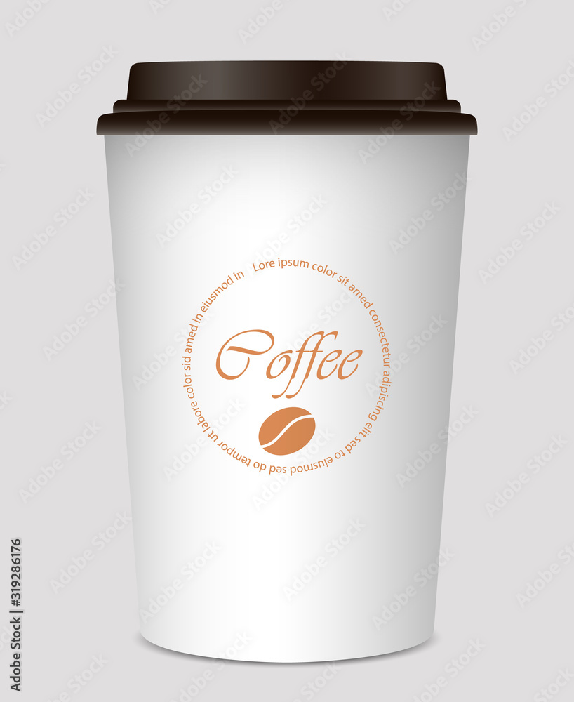 Vector illustration. Realistic a paper coffee cup. Vector illustration. Realistic a paper coffee cup.