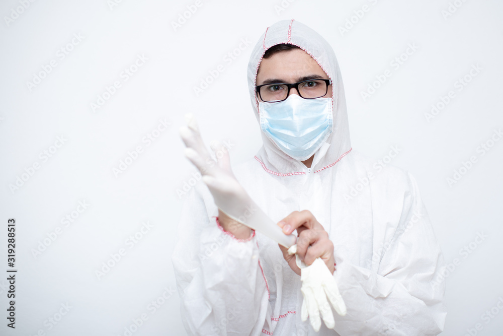 Coronavirus.A young student working in medicine.