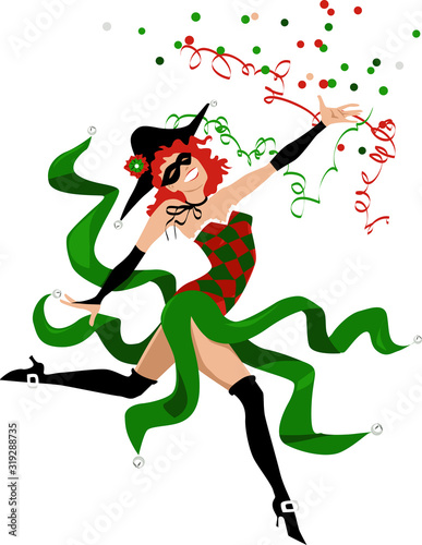 Colombina in a carnival costume, EPS 8 vector illustration photo