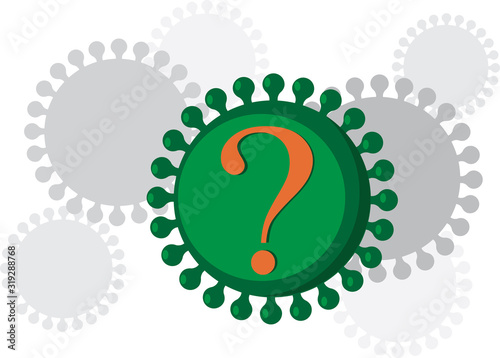 Graphic representation of a coronavirus with a question mark on it,  EPS 8 vector illustration