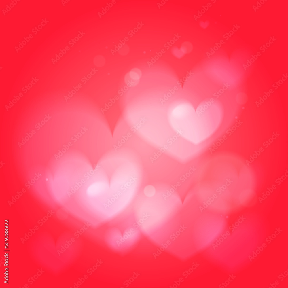 Romantic gentle blurred background with hearts, vector EPS10