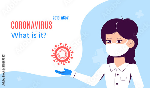 Coronavirus 2019-nCoV information banner. Flat style illustration.