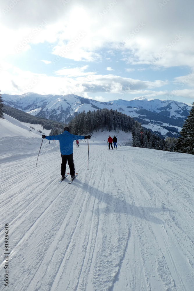 Skiabfahrt von der Steinbockalm nach Maria Alm