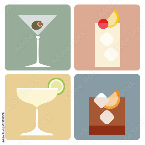 vintage cocktail illustration set - isolated vector graphic