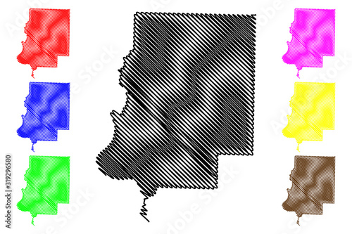 Faulkner County, Arkansas (U.S. county, United States of America,USA, U.S., US) map vector illustration, scribble sketch Faulkner map photo