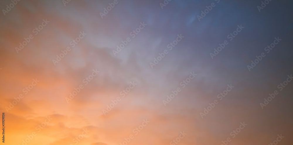 Beautiful sky with clouds after sunset. Colorful clouds background.  