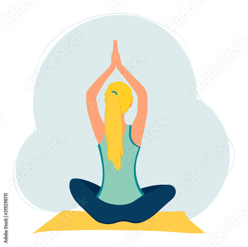 girl with blond hair doing yoga
